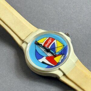 Vintage Coca Cola Coke Watch Wristwatch 704 Sailboats Soda Pop Advertising